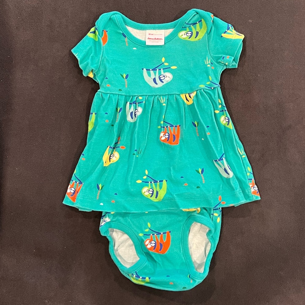 Hanna Andersson baby girl sloth play dress